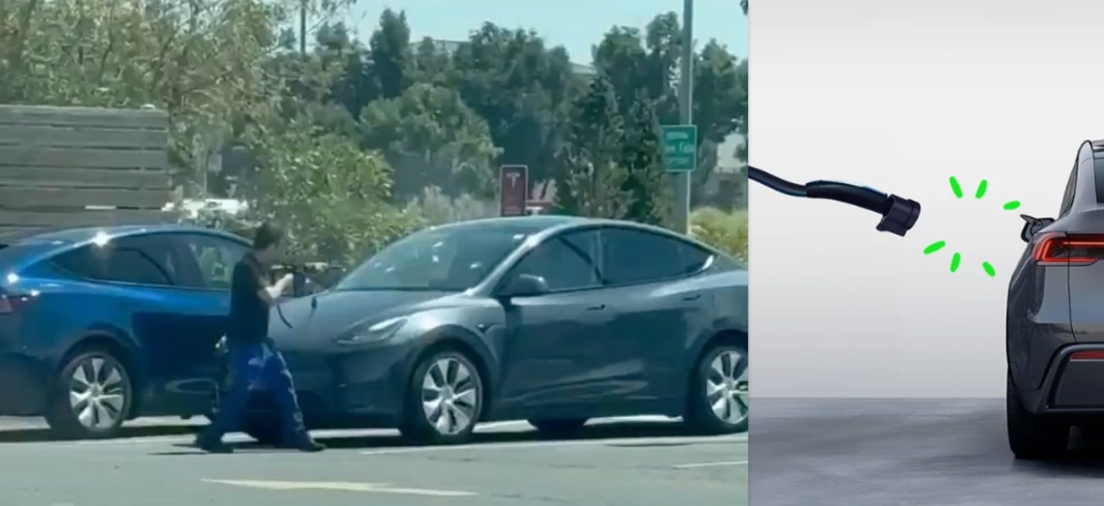 Image for Tesla Supercharger shooting sparks EV charging safety debate