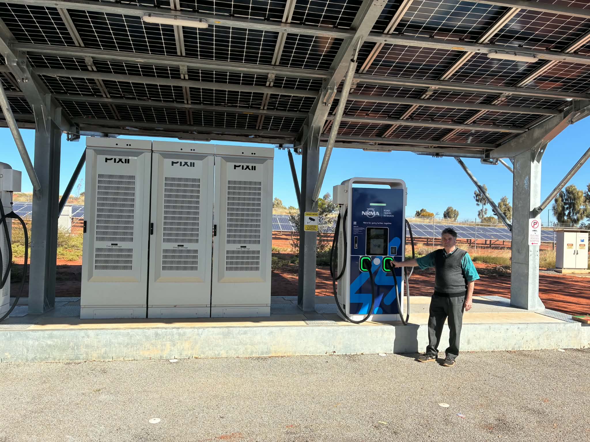 High speed charging at Uluru. Photo courtesy Majella Waterworth.