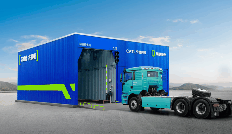 CATL’s Qiji battery-swap station for heavy-duty trucks in China. Credit: CATL